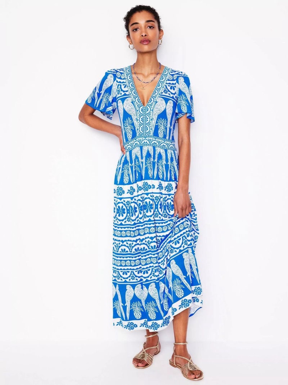 Boden Ellie Flutter Sleeves Maxi Tea Dress-NWT Sz 2P
